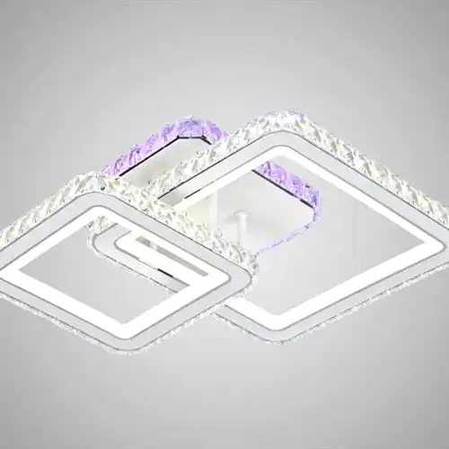 Lustra LED cu telecomanda, argintie, patrata, 67W, trei tipuri de lumina calda/naturala/rece si RGB, 50x50x13cm, aplicata, moderna 2937