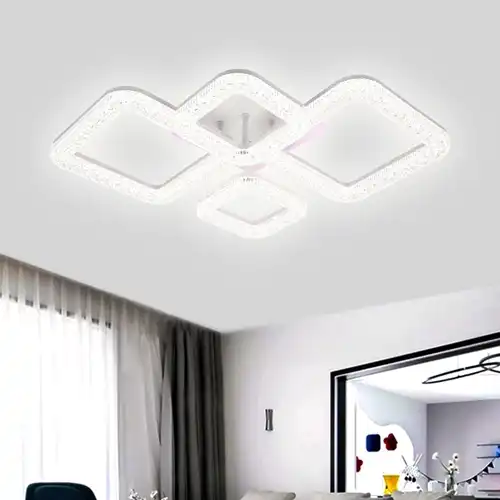 Lustra LED cu telecomanda, alba, patrata, 67W, trei tipuri de lumina calda/naturala/rece si RGB, dimabila, 64x42x13cm, aplicata, moderna 2642