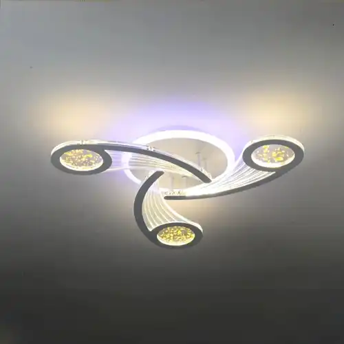 Lustra LED cu telecomanda, alba, rotunda, 90W, trei tipuri de lumina calda/naturala/rece si RGB, dimabila, 64x64x10cm, aplicata, moderna 2781