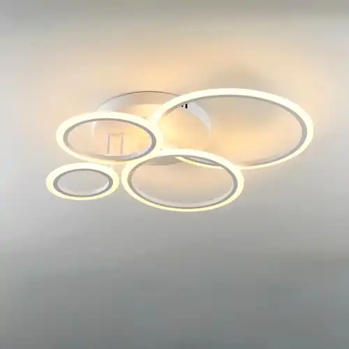 Lustra LED cu telecomanda, alba, rotunda, 118W, trei tipuri de lumina calda/naturala/rece, dimabila, 68x53x15cm, aplicata, moderna 2795