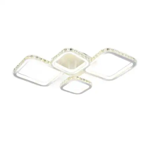 Lustra LED cu telecomanda, alba, patrata, 152W, trei tipuri de lumina calda/naturala/rece, dimabila, 63x53x9cm, aplicata, moderna 2809