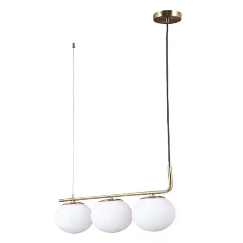 Lustra LED cu abajururi, aurie, liniara, 51x13x100cm, tip bec 3xE27, suspendata, moderna LC3665