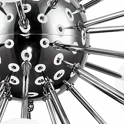 Lustra LED cu abajururi, argintie, rotunda, 65x65x150cm, tip bec 42xG9, suspendata, moderna