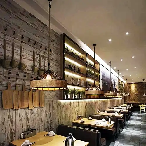 Lustra LED rustica, neagra, rotunda, 41x41x100cm, tip bec 1xE27, suspendata, moderna