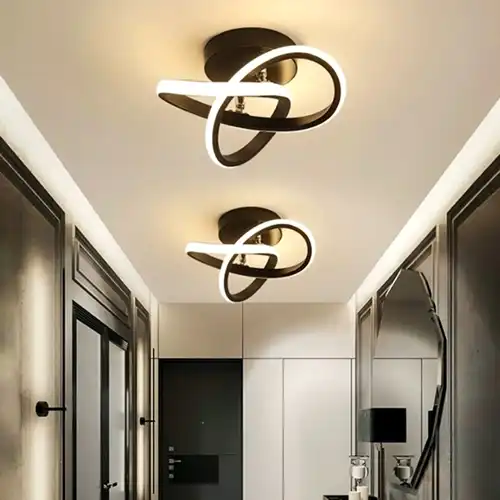 Lustra LED neagra, asimetrica, 24W, trei tipuri de lumina calda/naturala/rece, 25x25x13cm, aplicata, moderna LC2866