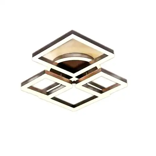 Lustra LED cu telecomanda, maro, patrata, 240W, trei tipuri de lumina calda/naturala/rece, dimabila, 64x40x9cm, aplicata, moderna 2900