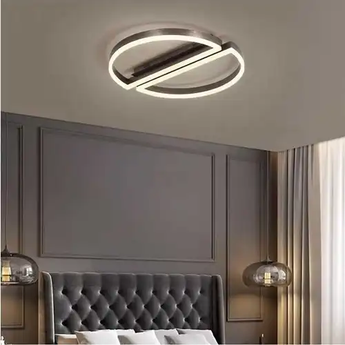Lustra LED cu telecomanda, maro, rotunda, 160W, trei tipuri de lumina calda/naturala/rece, dimabila, 52x52x10cm, aplicata, moderna 3779