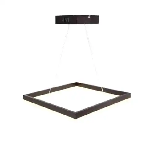 Lustra LED cu telecomanda, maro, patrata, 62W, trei tipuri de lumina calda/naturala/rece, dimabila, 45x45x110cm, suspendata, moderna 3125