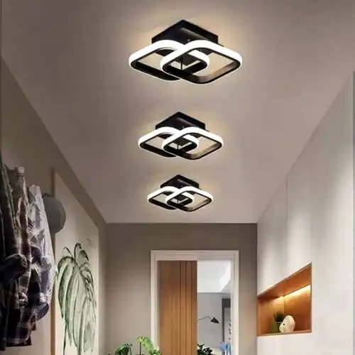 Lustra LED neagra, patrata, 22W, trei tipuri de lumina calda/naturala/rece, 24x24x15cm, aplicata, moderna LC2964