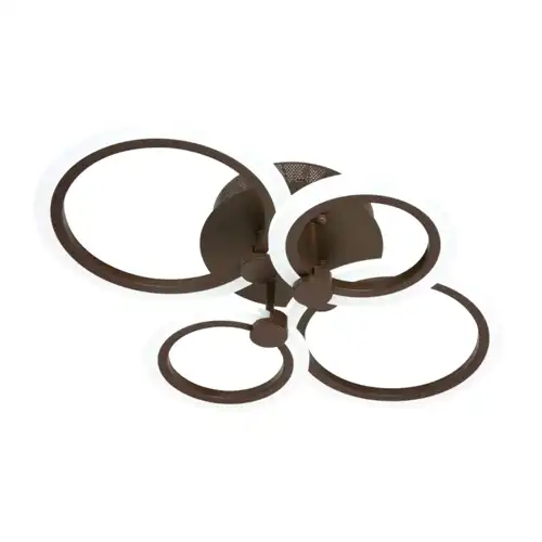 Lustra LED cu telecomanda, maro, rotunda, 74W, trei tipuri de lumina calda/naturala/rece, dimabila, 58x43x13cm, aplicata, moderna 2872