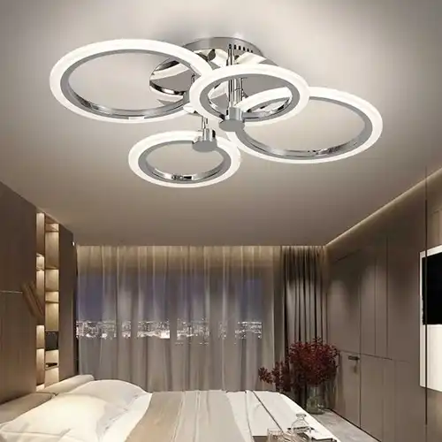 Lustra LED cu telecomanda, argintie, rotunda, 72W, trei tipuri de lumina calda/naturala/rece, dimabila, 50x40x10cm, aplicata, moderna 3730