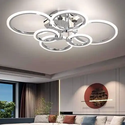 Lustra LED cu telecomanda, argintie, rotunda, 160W, trei tipuri de lumina calda/naturala/rece, dimabila, 75x55x16cm, aplicata, moderna 2865