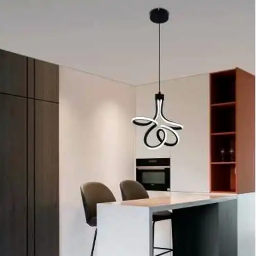 Lustra LED neagra, asimetrica, 30W, trei tipuri de lumina calda/naturala/rece, 22x22x50cm, suspendata, moderna LC3163