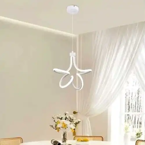 Lustra LED alba, asimetrica, 30W, trei tipuri de lumina calda/naturala/rece, 22x22x50cm, suspendata, moderna LC3172