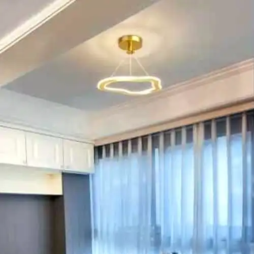 Lustra LED aurie, asimetrica, 27W, trei tipuri de lumina calda/naturala/rece, 25x25x35cm, suspendata, moderna LC3147