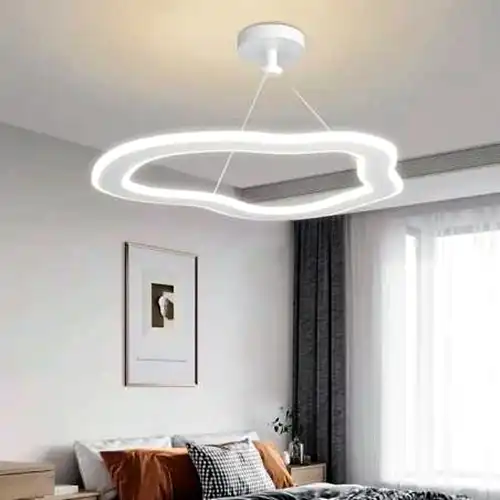 Lustra LED alba, asimetrica, 27W, trei tipuri de lumina calda/naturala/rece, 25x25x35cm, suspendata, moderna LC3098