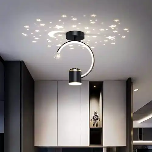 Lustra LED neagra, asimetrica, 30W, trei tipuri de lumina calda/naturala/rece, 25x25x28cm, aplicata, moderna LC2980