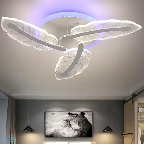 Lustra LED cu telecomanda, alba, rotunda, 70W, trei tipuri de lumina calda/naturala/rece si RGB, dimabila, 58x58x9cm, aplicata, moderna 2877