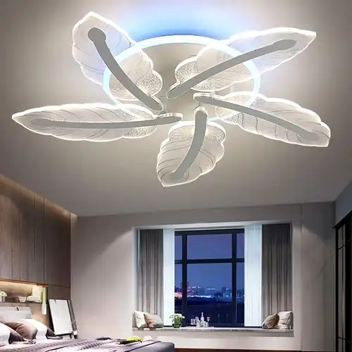 Lustra LED cu telecomanda, alba, rotunda, 96W, trei tipuri de lumina calda/naturala/rece si RGB, dimabila, 65x65x9cm, aplicata, moderna 2876