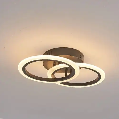 Lustra LED cu telecomanda, neagra, rotunda, 48W, trei tipuri de lumina calda/naturala/rece, dimabila, 40x25x13cm, aplicata, moderna 2730
