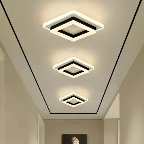 Lustra LED neagra, patrata, 40W, trei tipuri de lumina calda/naturala/rece, 23.5x23.5x7.5cm, aplicata, moderna LC2745