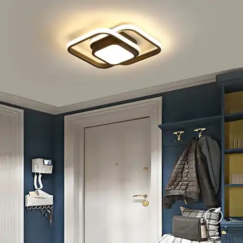 Lustra LED neagra, patrata, 72W, trei tipuri de lumina calda/naturala/rece, 28.5x28.5x7cm, aplicata, moderna LC2742