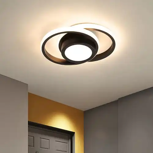 Lustra LED neagra, rotunda, 72W, trei tipuri de lumina calda/naturala/rece, 32.5x25x7.5cm, aplicata, moderna LC2743