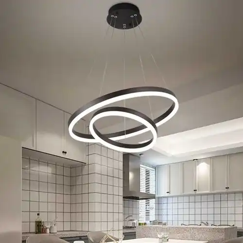 Lustra LED cu telecomanda, alba, maro, 100W, trei tipuri de lumina calda/naturala/rece, dimabila, 50x50x100cm, suspendata, moderna 3610