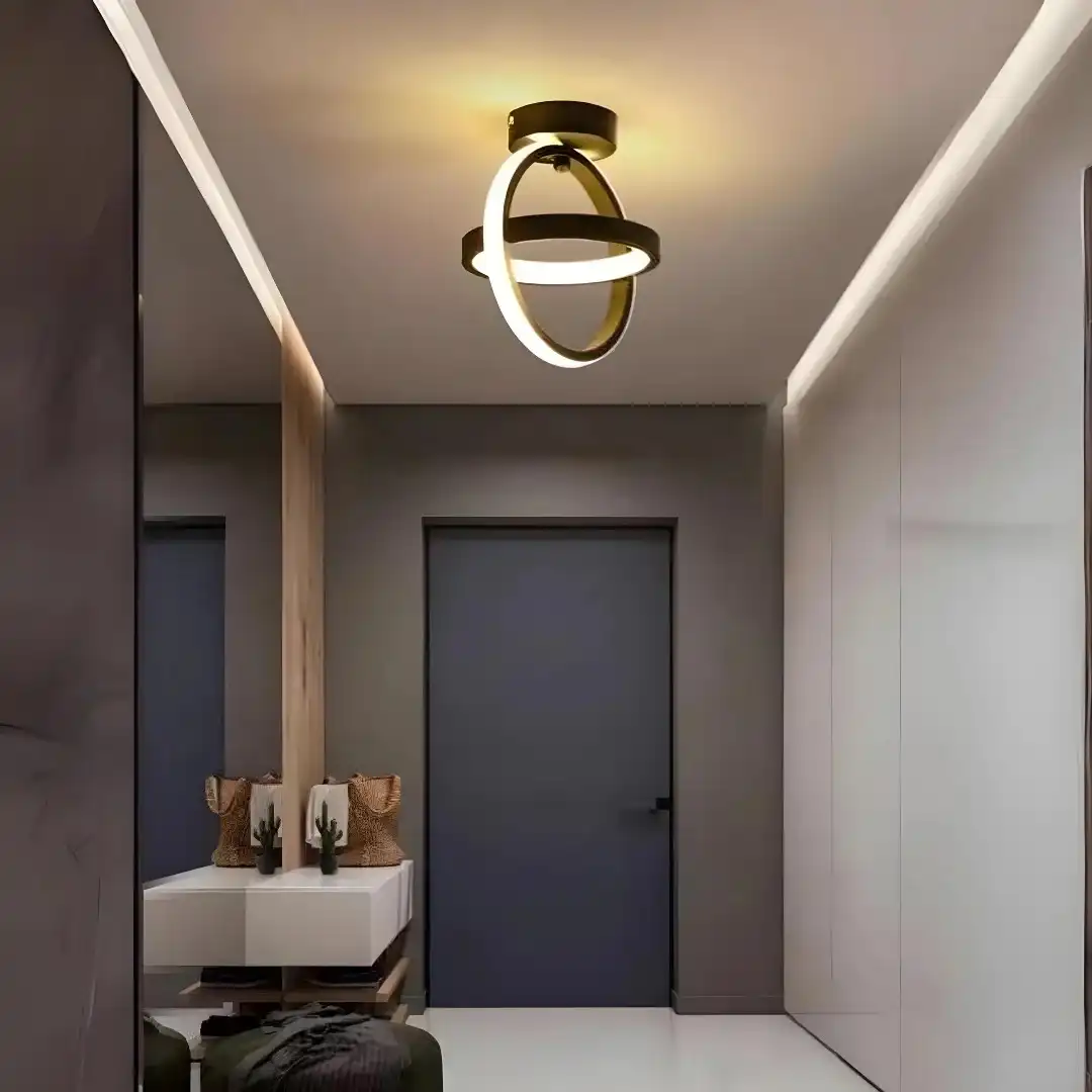 Lustra LED neagra, rotunda, 40W, trei tipuri de lumina calda/naturala/rece, 20x18x24cm, aplicata, moderna LC2680