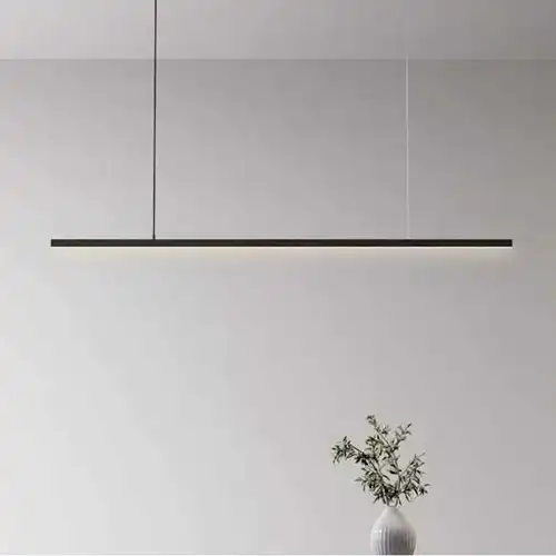 Lustra LED cu telecomanda, neagra, liniara, 36W, trei tipuri de lumina calda/naturala/rece, dimabila, 100x25x100cm, suspendata, moderna 3615
