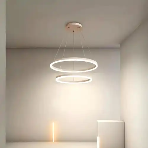 Lustra LED cu telecomanda, alba, rotunda, 120W, trei tipuri de lumina calda/naturala/rece, dimabila, 60x60x120cm, suspendata, moderna 3028