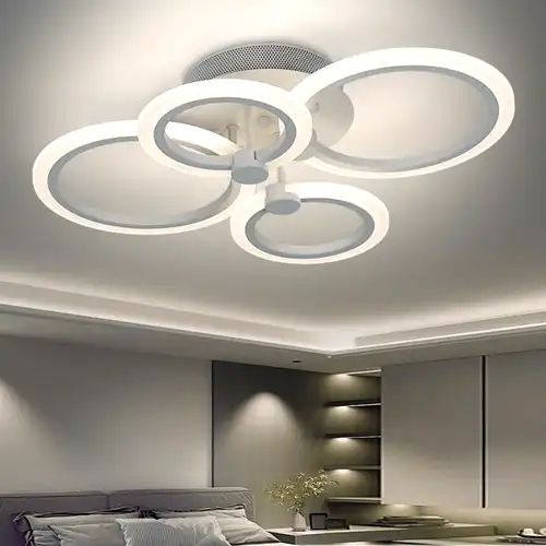 Lustra LED cu telecomanda, alba, rotunda, 72W, trei tipuri de lumina calda/naturala/rece, dimabila, 50x40x10cm, aplicata, moderna 2863