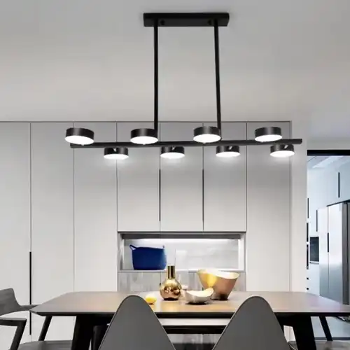 Lustra LED cu telecomanda, neagra, liniara, 140W, trei tipuri de lumina calda/naturala/rece, dimabila, 95x32x55cm, suspendata, moderna 3620