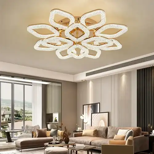 Lustra LED cu telecomanda, aurie, rotunda, 240W, trei tipuri de lumina calda/naturala/rece, dimabila, 76x76x12cm, aplicata, moderna 2698