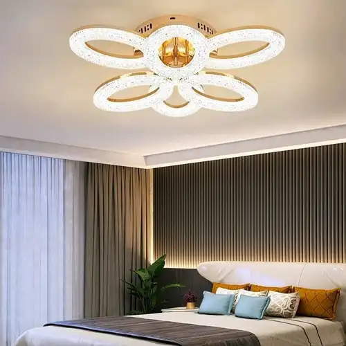 Lustra LED cu telecomanda, aurie, ovala, 120W, trei tipuri de lumina calda/naturala/rece, dimabila, 50x50x10cm, aplicata, moderna 2624