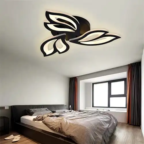 Lustra LED cu telecomanda, neagra, asimetrica, 72W, trei tipuri de lumina calda/naturala/rece, dimabila, 55x55x10cm, aplicata, moderna 2619