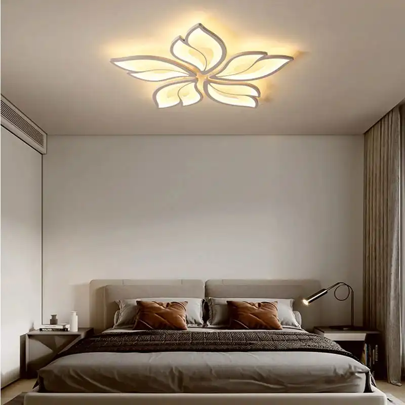 Lustra LED cu telecomanda, alba, asimetrica, 120W, trei tipuri de lumina calda/naturala/rece, dimabila, 52x52x10cm, aplicata, moderna 2838