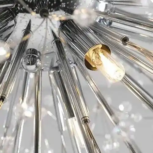 Lustra LED cu abajururi, gri, rotunda, 60x60x100cm, tip bec 16xG9, suspendata, moderna