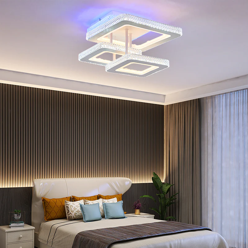 Lustra LED cu telecomanda, alba, patrata, 164W, trei tipuri de lumina calda/naturala/rece si RGB, dimabila, 40x30x15cm, aplicata, moderna 2691