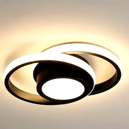 Lustra LED neagra, rotunda, 46W, trei tipuri de lumina calda/naturala/rece, 27x27x8cm, aplicata, moderna LC2881