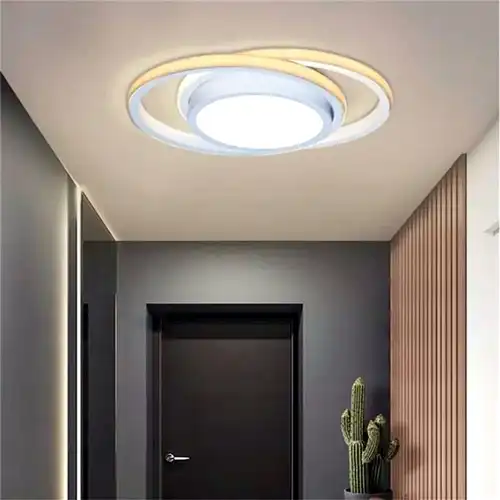 Lustra LED alba, rotunda, 46W, trei tipuri de lumina calda/naturala/rece, 27x27x8cm, aplicata, moderna LC2880