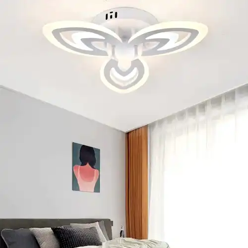 Lustra LED cu telecomanda, alba, rotunda, 60W, trei tipuri de lumina calda/naturala/rece, dimabila, 55x55x10cm, aplicata, moderna 3205