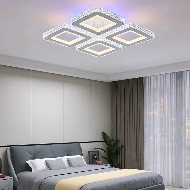 Lustra LED cu telecomanda, alba, patrata, 184W, trei tipuri de lumina calda/naturala/rece, dimabila, 40x40x10cm, aplicata, moderna 2690