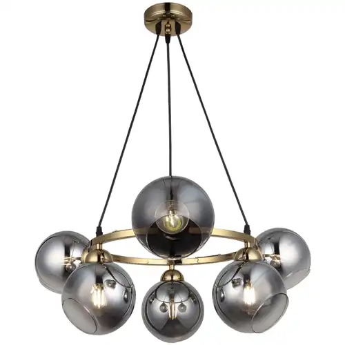 Lustra LED cu abajururi, neagra, rotunda, 70x70x78cm, tip bec 6xE27, suspendata, moderna LC3673