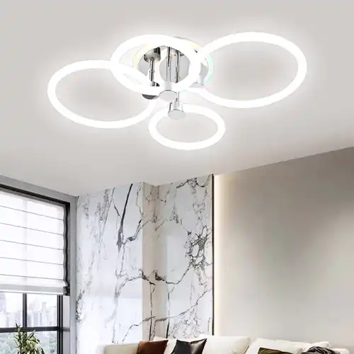 Lustra LED cu telecomanda, alba cu argintiu, rotunda, 39W, trei tipuri de lumina calda/naturala/rece si RGB, dimabila, 75x50x20cm, aplicata, moderna 2635