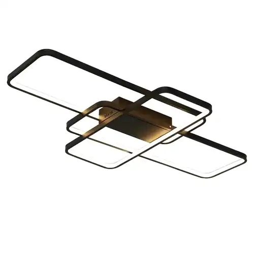 Lustra LED cu telecomanda, neagra, asimetrica, 68W, trei tipuri de lumina calda/naturala/rece, dimabila, 57x35x10cm, aplicata, moderna 3207
