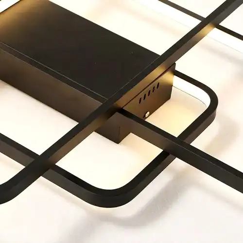 Lustra LED cu telecomanda, neagra, asimetrica, 68W, trei tipuri de lumina calda/naturala/rece, dimabila, 57x35x10cm, aplicata, moderna