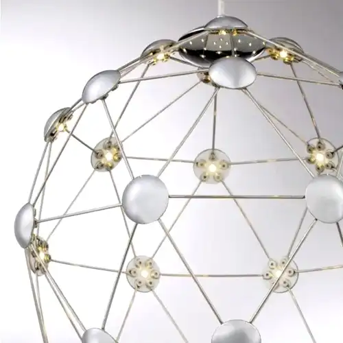 Lustra LED argintie, asimetrica, 32W, lumina naturala, 38x38x120cm, suspendata, moderna