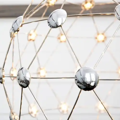 Lustra LED argintie, asimetrica, 32W, lumina naturala, 38x38x120cm, suspendata, moderna