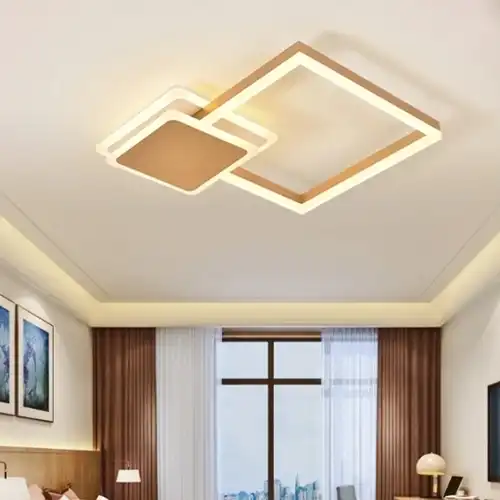 Lustra LED cu telecomanda, aurie, patrata, 58W, trei tipuri de lumina calda/naturala/rece, dimabila, 48x48x12cm, aplicata, moderna 3753